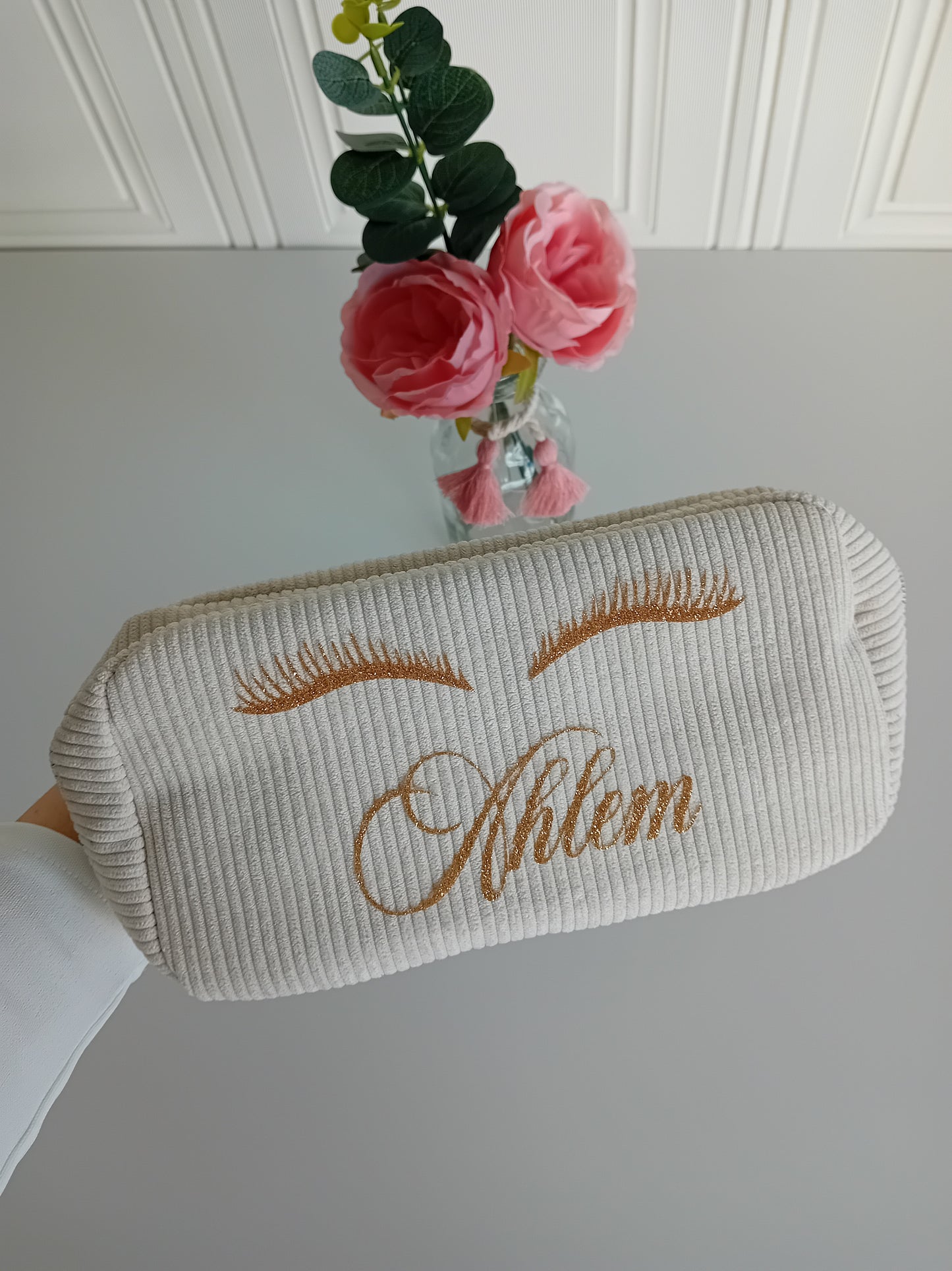 Trousse en coton côtelée