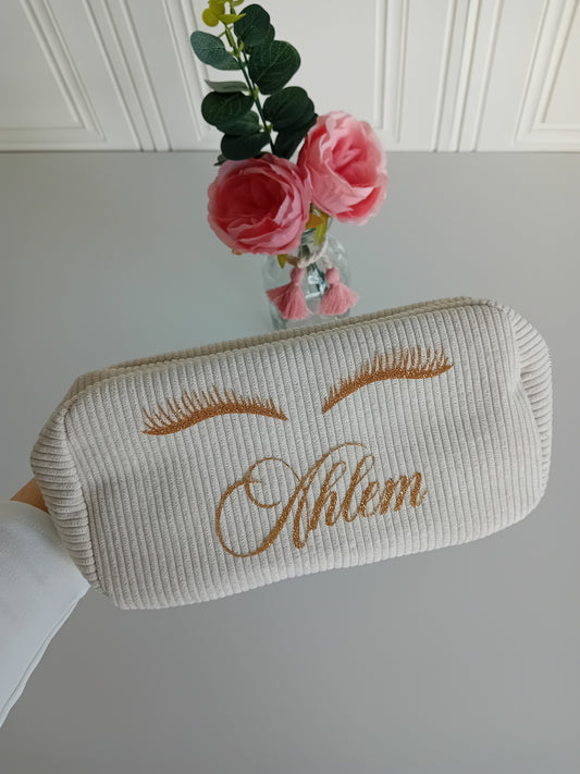 Trousse en coton côtelée