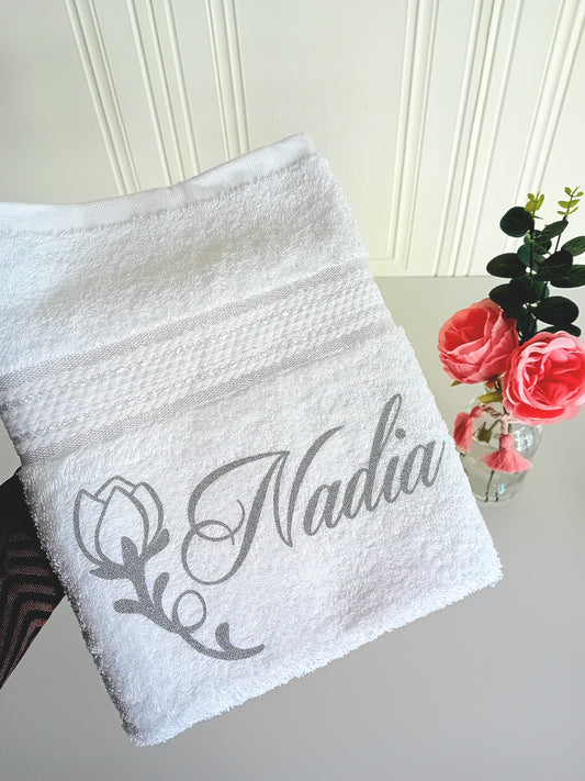 Serviette de bain blanche tulipe