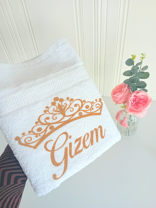 Serviette de bain blanche couronne